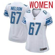 Women Detroit Lions #67 Matt Nelson Nike White Game NFL Jersey
